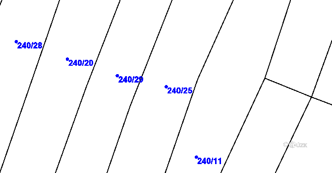 Parcela st. 240/25 v KÚ Oslnovice, Katastrální mapa