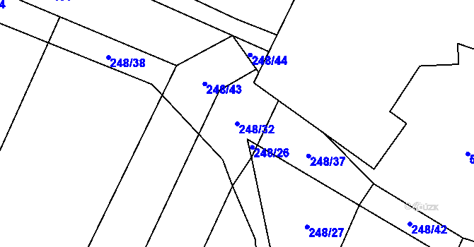 Parcela st. 248/32 v KÚ Oslnovice, Katastrální mapa