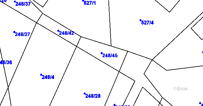 Parcela st. 248/45 v KÚ Oslnovice, Katastrální mapa