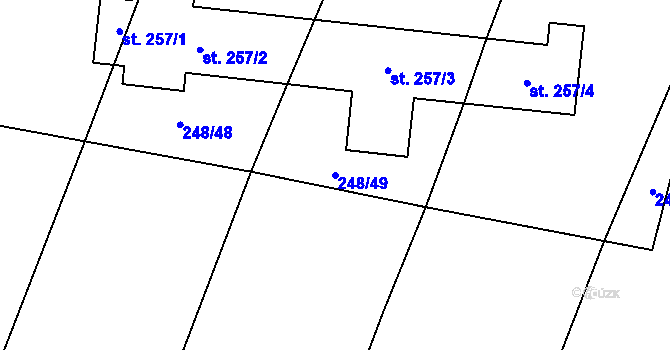 Parcela st. 248/49 v KÚ Oslnovice, Katastrální mapa