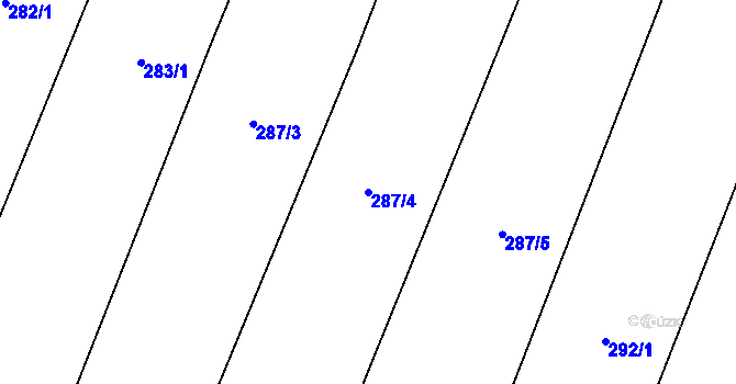 Parcela st. 287/4 v KÚ Oslnovice, Katastrální mapa