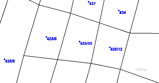 Parcela st. 425/10 v KÚ Oslnovice, Katastrální mapa