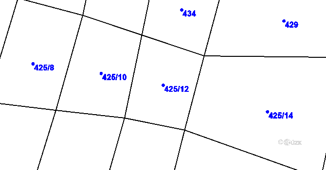 Parcela st. 425/12 v KÚ Oslnovice, Katastrální mapa