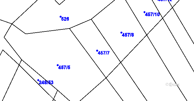 Parcela st. 457/7 v KÚ Oslnovice, Katastrální mapa