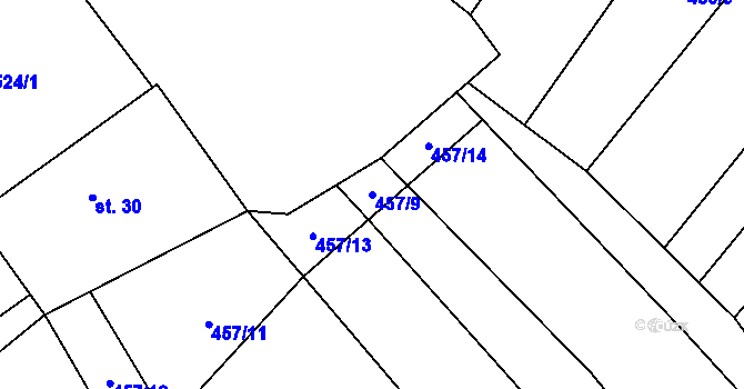 Parcela st. 457/9 v KÚ Oslnovice, Katastrální mapa