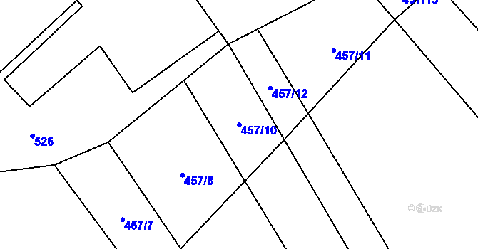 Parcela st. 457/10 v KÚ Oslnovice, Katastrální mapa