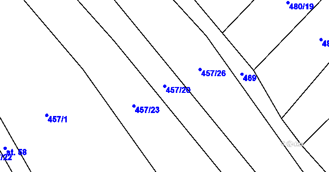 Parcela st. 457/20 v KÚ Oslnovice, Katastrální mapa