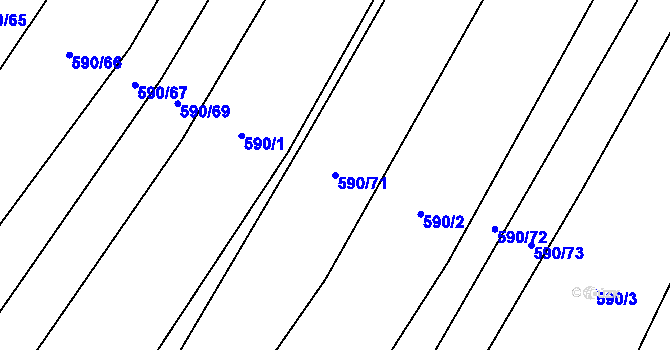 Parcela st. 590/71 v KÚ Oslnovice, Katastrální mapa