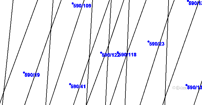 Parcela st. 590/122 v KÚ Oslnovice, Katastrální mapa