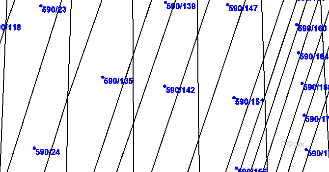 Parcela st. 590/142 v KÚ Oslnovice, Katastrální mapa