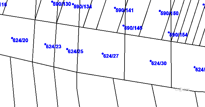 Parcela st. 624/27 v KÚ Oslnovice, Katastrální mapa