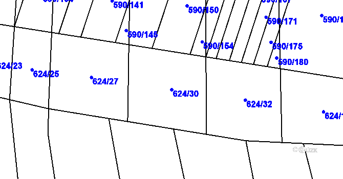 Parcela st. 624/30 v KÚ Oslnovice, Katastrální mapa