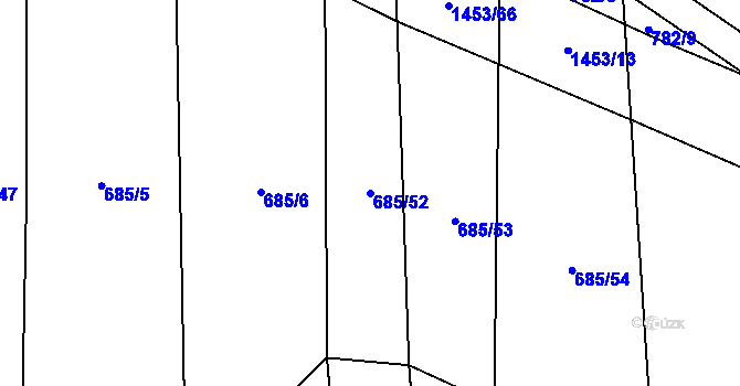 Parcela st. 685/52 v KÚ Oslnovice, Katastrální mapa