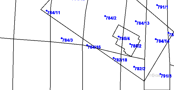 Parcela st. 784/16 v KÚ Oslnovice, Katastrální mapa