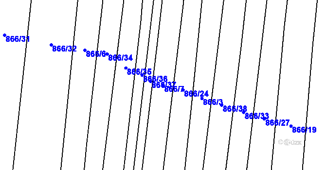 Parcela st. 866/7 v KÚ Oslnovice, Katastrální mapa