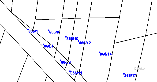 Parcela st. 866/12 v KÚ Oslnovice, Katastrální mapa