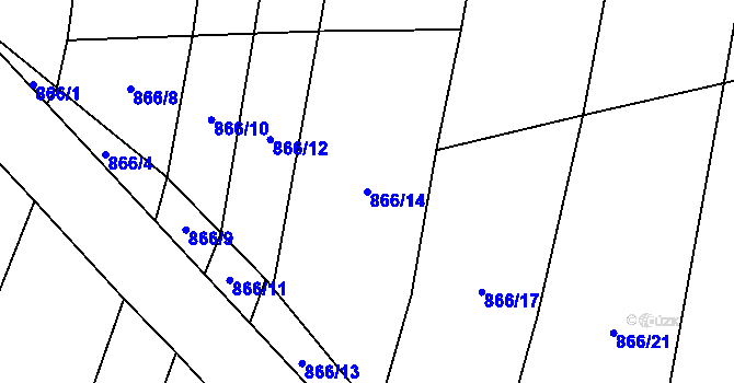 Parcela st. 866/14 v KÚ Oslnovice, Katastrální mapa