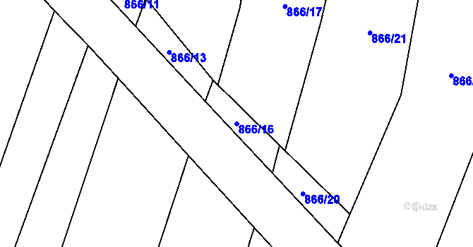 Parcela st. 866/16 v KÚ Oslnovice, Katastrální mapa