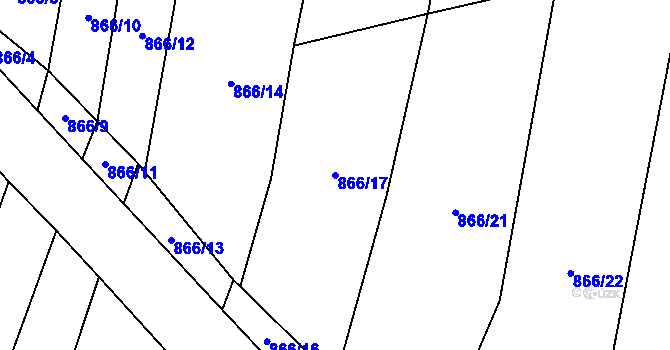 Parcela st. 866/17 v KÚ Oslnovice, Katastrální mapa