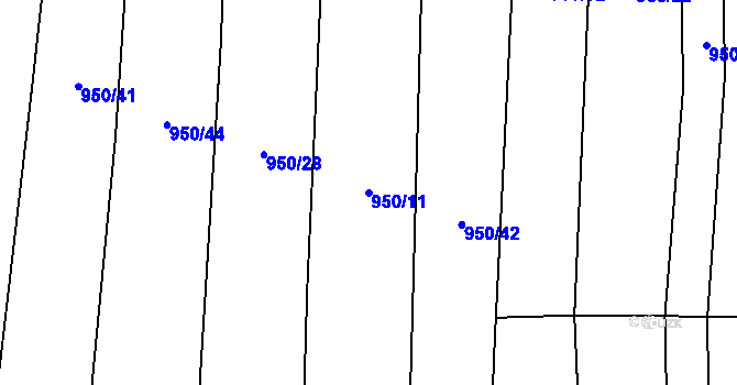 Parcela st. 950/11 v KÚ Oslnovice, Katastrální mapa