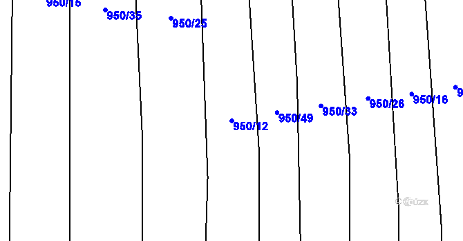 Parcela st. 950/12 v KÚ Oslnovice, Katastrální mapa