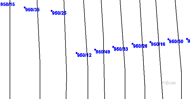 Parcela st. 950/49 v KÚ Oslnovice, Katastrální mapa