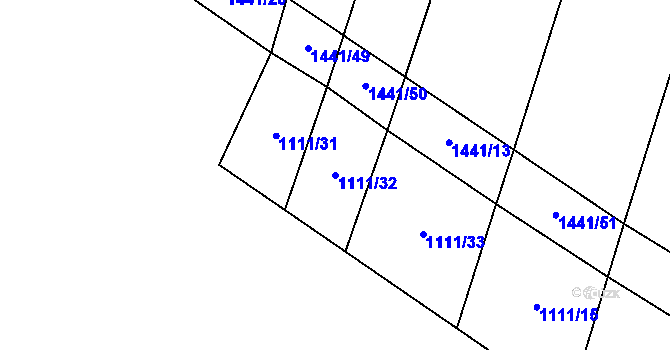 Parcela st. 1111/32 v KÚ Oslnovice, Katastrální mapa