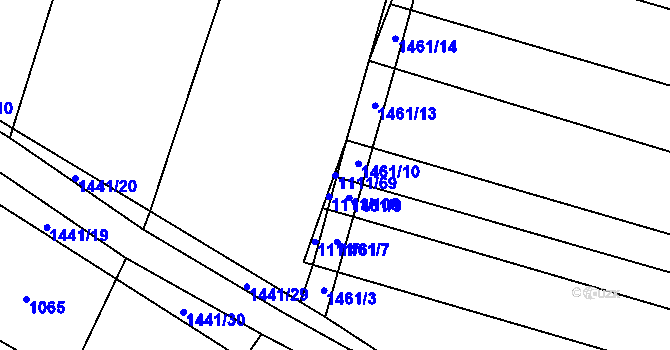 Parcela st. 1111/69 v KÚ Oslnovice, Katastrální mapa