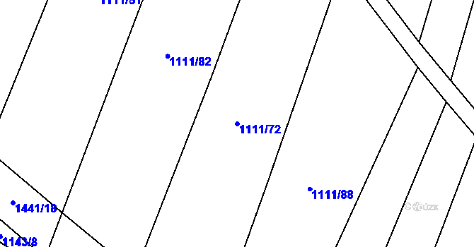 Parcela st. 1111/72 v KÚ Oslnovice, Katastrální mapa