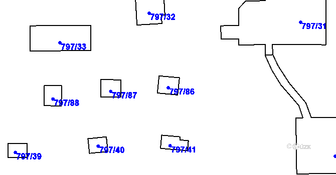 Parcela st. 797/86 v KÚ Oslnovice, Katastrální mapa