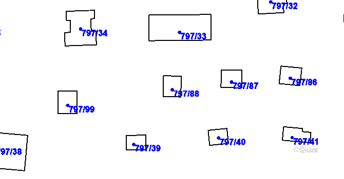 Parcela st. 797/88 v KÚ Oslnovice, Katastrální mapa