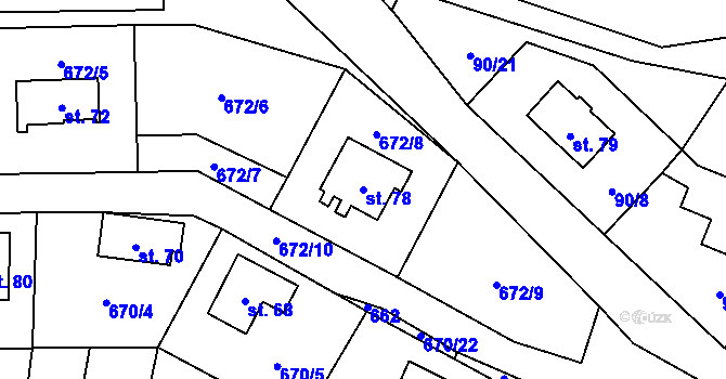 Parcela st. 78 v KÚ Tukleky u Oslova, Katastrální mapa