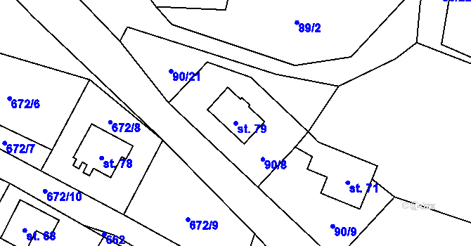 Parcela st. 79 v KÚ Tukleky u Oslova, Katastrální mapa