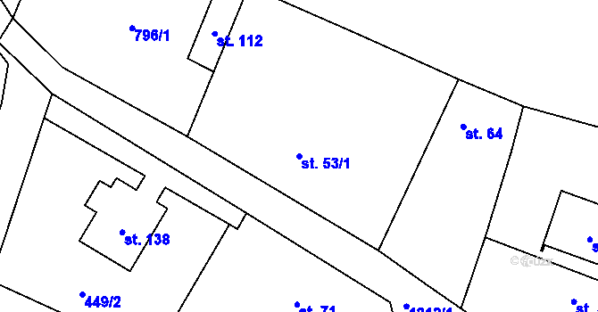 Parcela st. 53/1 v KÚ Vlastec, Katastrální mapa