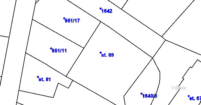 Parcela st. 69 v KÚ Vlastec, Katastrální mapa