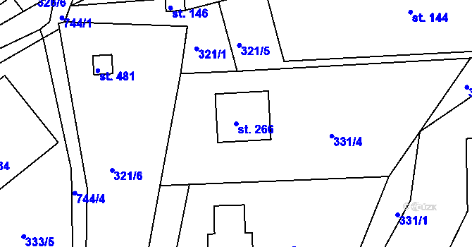 Parcela st. 266 v KÚ Osnice, Katastrální mapa