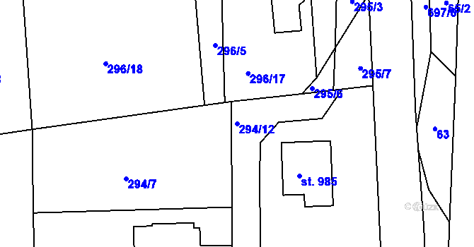 Parcela st. 294/12 v KÚ Osnice, Katastrální mapa