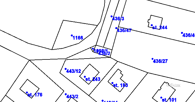 Parcela st. 436/2 v KÚ Osnice, Katastrální mapa