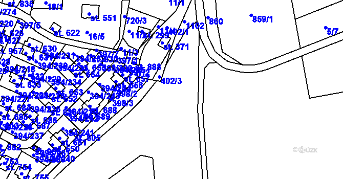 Parcela st. 552/15 v KÚ Osnice, Katastrální mapa