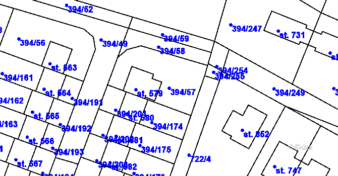 Parcela st. 394/57 v KÚ Osnice, Katastrální mapa