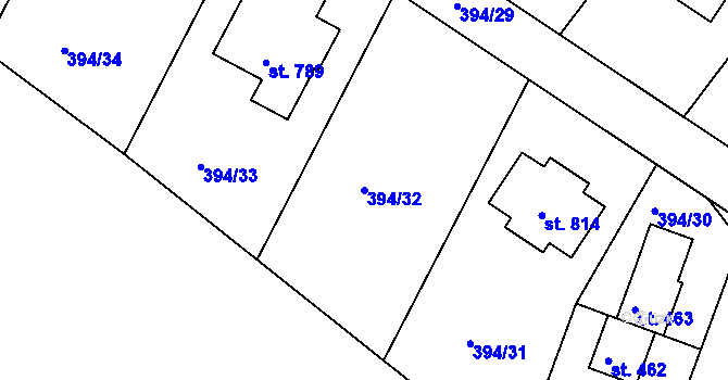 Parcela st. 394/32 v KÚ Osnice, Katastrální mapa