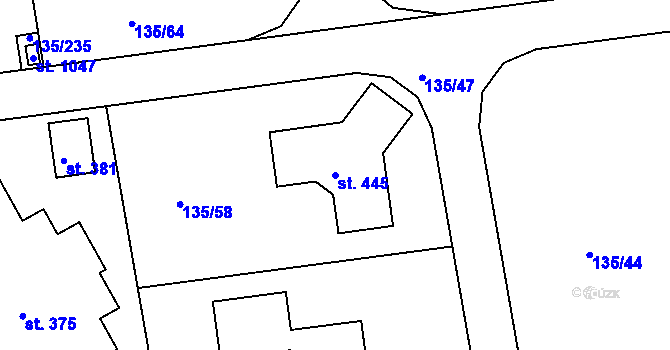 Parcela st. 445 v KÚ Osnice, Katastrální mapa