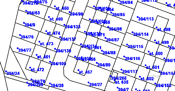 Parcela st. 461 v KÚ Osnice, Katastrální mapa