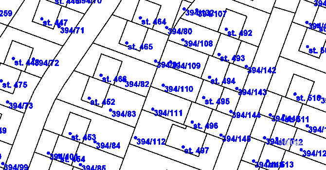 Parcela st. 394/110 v KÚ Osnice, Katastrální mapa