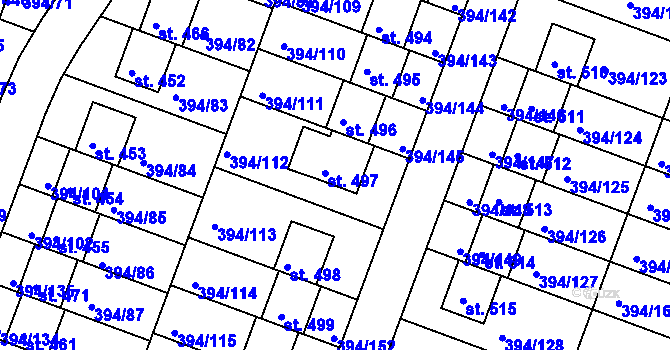 Parcela st. 497 v KÚ Osnice, Katastrální mapa