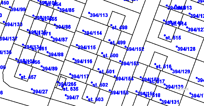 Parcela st. 500 v KÚ Osnice, Katastrální mapa