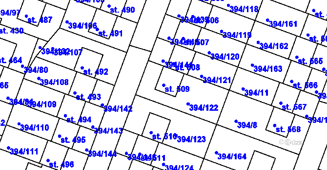 Parcela st. 509 v KÚ Osnice, Katastrální mapa
