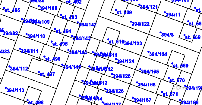 Parcela st. 511 v KÚ Osnice, Katastrální mapa