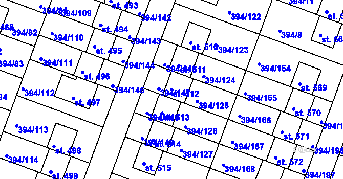 Parcela st. 512 v KÚ Osnice, Katastrální mapa