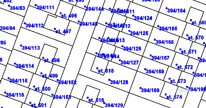 Parcela st. 514 v KÚ Osnice, Katastrální mapa